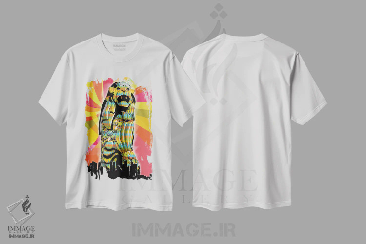 تیشرت سفید طرح دار پاپ سایکدلیک سنگاپور، هنر دیجیتال اثر فایو بای فایو کالکتیو | immage.ir