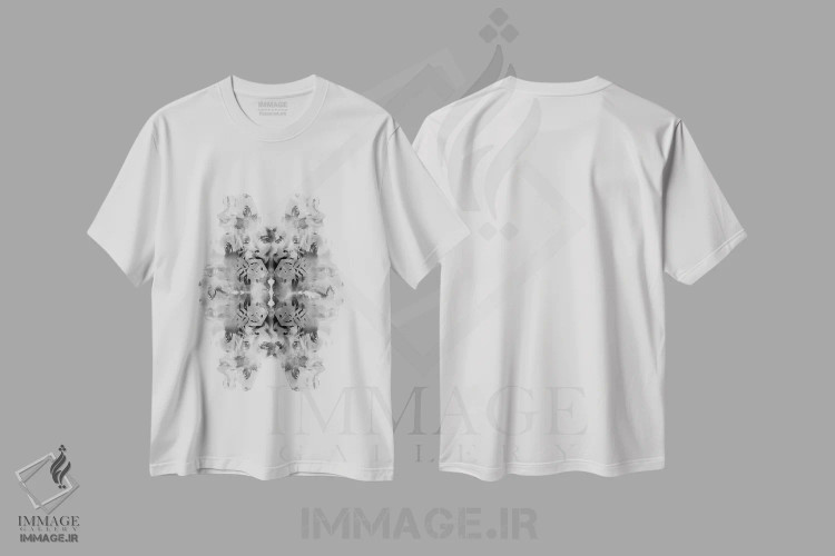 تیشرت سفید طرح دار نقاشی روان شناسانه، هنر دیجیتال اثر فایو بای فایو کالکتیو | immage.ir