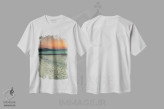 تیشرت سفید طرح دار ساحل غروب، هنر دیجیتال اثر فایو بای فایو کالکتیو | فروشگاه ایماژ