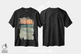 تیشرت مشکی طرح دار ساحل غروب، هنر دیجیتال اثر فایو بای فایو کالکتیو | immage.ir