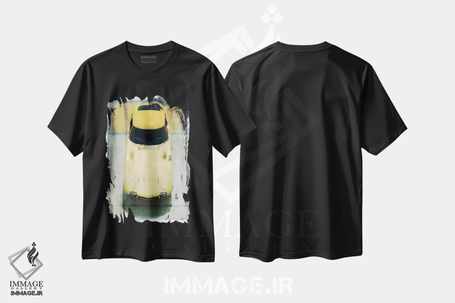 تیشرت مشکی طرح دار پرسه زدن روی آسفالت شماره ۲، هنر دیجیتال اثر فایو بای فایو کالکتیو | immage.ir