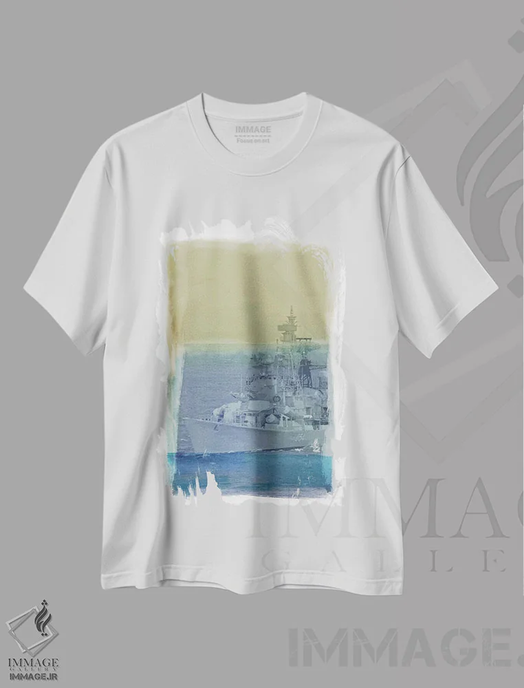تیشرت سفید طرح دار رام کردن دریاها، هنر دیجیتال اثر فایو بای فایو کالکتیو | فروشگاه ایماژ