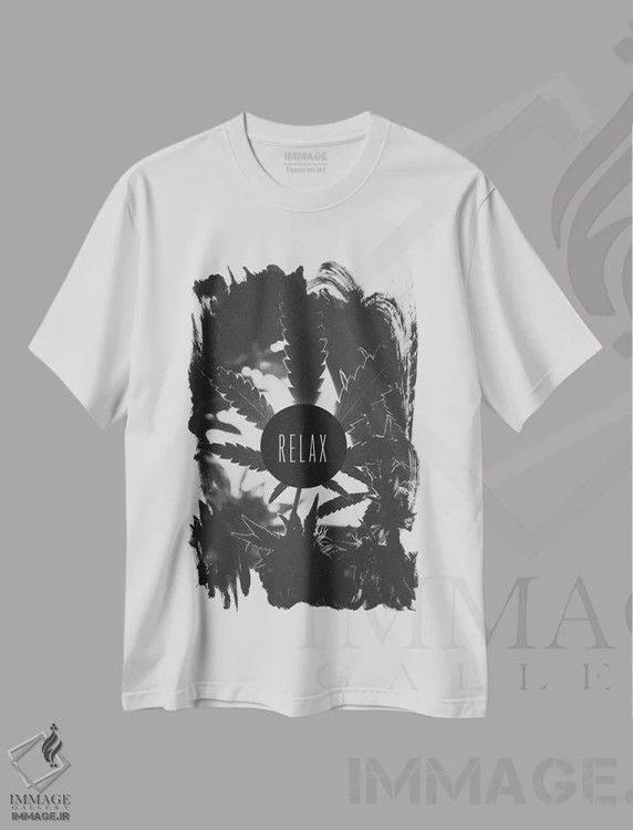 تیشرت سفید طرح دار آرامش، هنر تزئینی سیاه و سفید اثر فایو بای فایو کالکتیو | immage.ir
