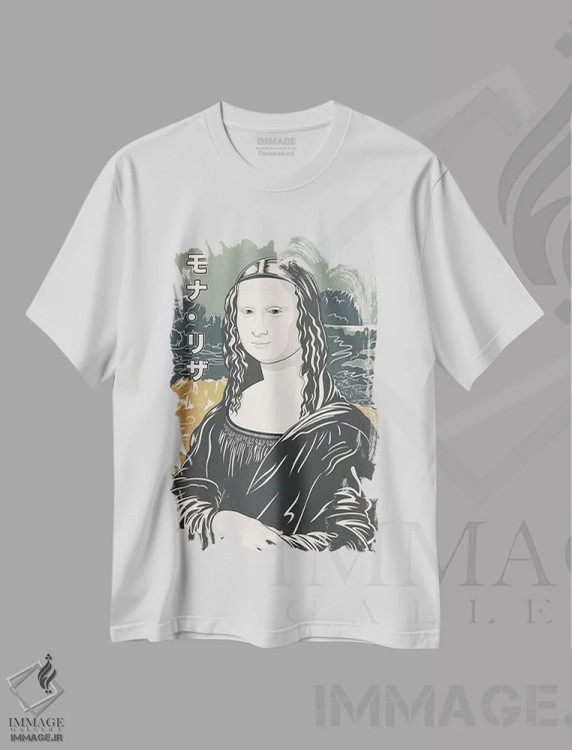 تیشرت سفید طرح دار تبلیغ رترو ژاپنی - مونالیزا شماره ۱، هنر دیجیتال اثر فایو بای فایو کالکتیو | immage.ir