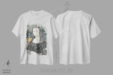 تیشرت سفید طرح دار تبلیغ رترو ژاپنی - مونالیزا شماره ۱، هنر دیجیتال اثر فایو بای فایو کالکتیو | immage.ir
