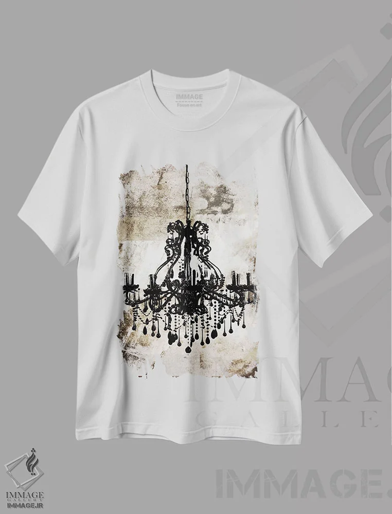 تیشرت سفید طرح دار لوستر مشکی، دکور معاصر اثر فایو بای فایو کالکتیو | immage.ir