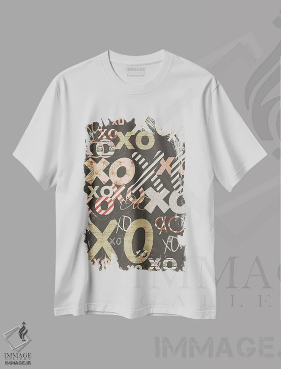 تیشرت سفید طرح دار XO روی سیاه، تزئینی اثر ایم نات اکروک | فروشگاه ایماژ