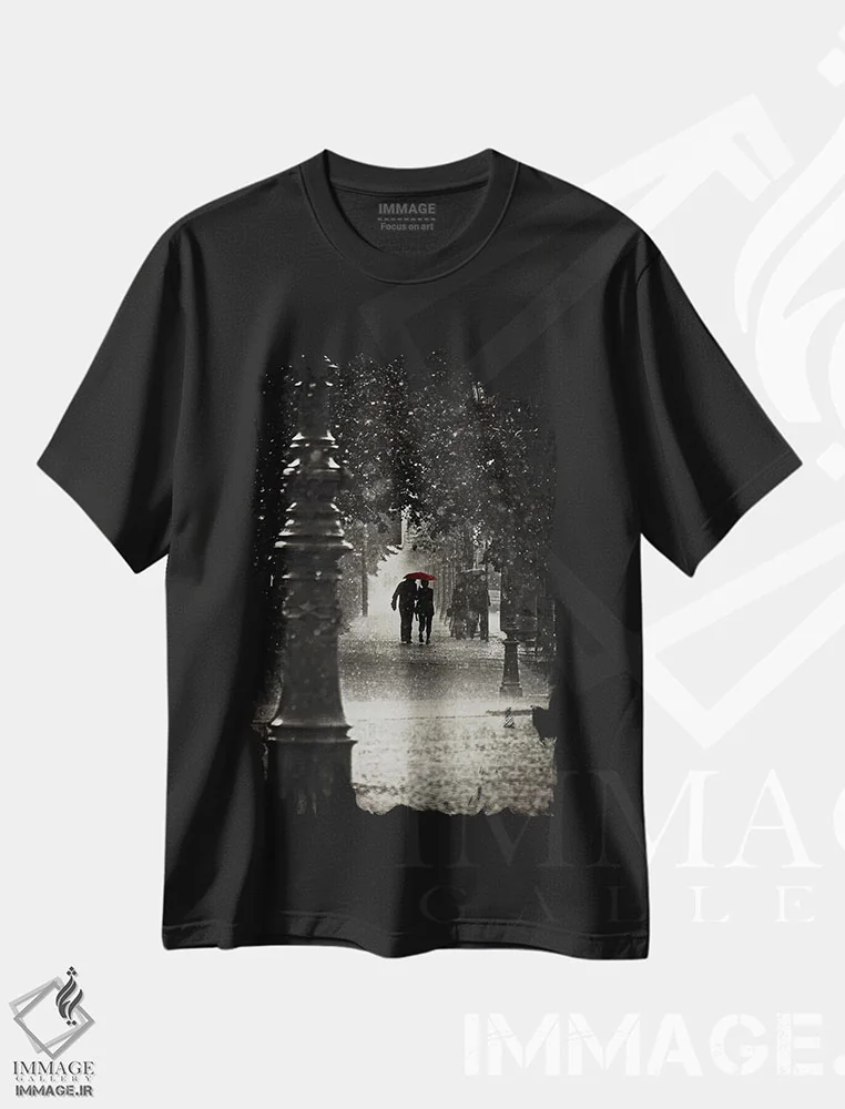 تیشرت مشکی طرح دار پاره های آب، عکاسی با رنگ های درخشان اثر استفانو کورسو | immage.ir