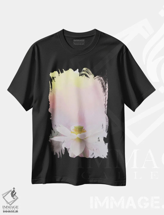 تیشرت مشکی طرح دار زیبایی در سپیده دم، تزئینی اثر بهمن فرزاد | فروشگاه ایماژ