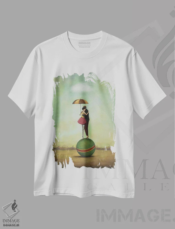 تیشرت سفید طرح دار عشق سیرکی، دکور معاصر اثر دوی هوین | فروشگاه ایماژ