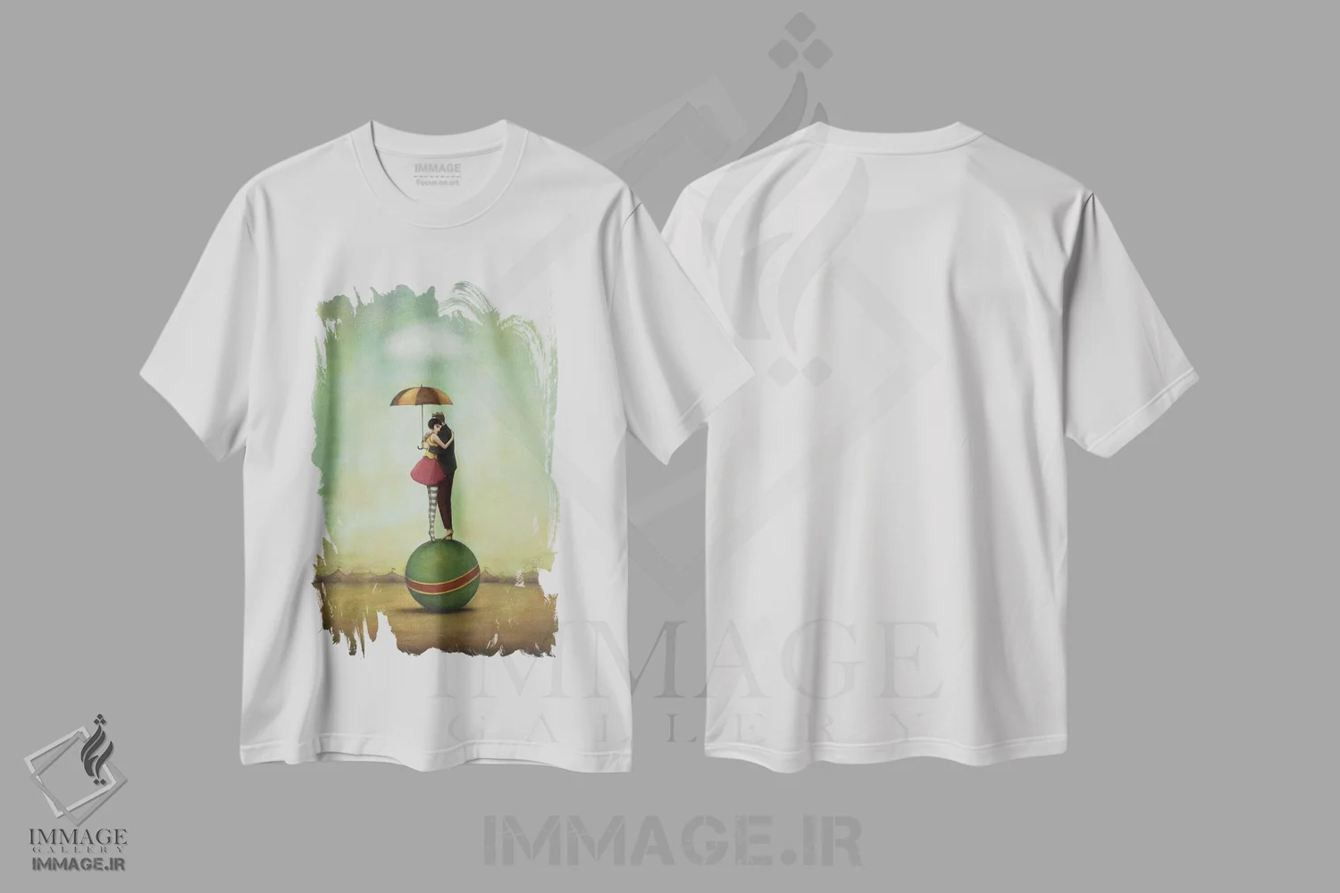 تیشرت سفید طرح دار عشق سیرکی، دکور معاصر اثر دوی هوین | فروشگاه ایماژ