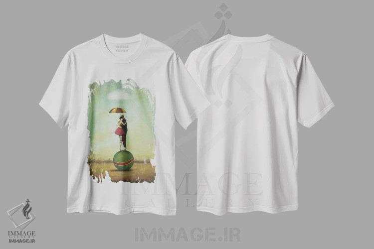 تیشرت سفید طرح دار عشق سیرکی، دکور معاصر اثر دوی هوین | فروشگاه ایماژ