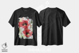 تیشرت مشکی طرح دار شقایق های قرمز، هنر فاخر معاصر اثر کارین یوهانسون | immage.ir