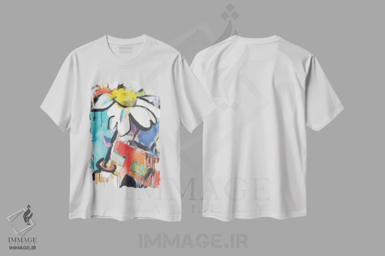 تیشرت سفید طرح دار لبه پنجره آشپزخانه، آبستره اثر امیلی وایل | immage.ir