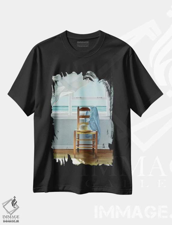تیشرت مشکی طرح دار نفس عمیق، دکور ساحلی اثر کارن هالینگزورث | immage.ir