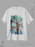 تیشرت سفید طرح دار یکشنبه نخل، آبستره اثر بث اِی فورست | immage.ir