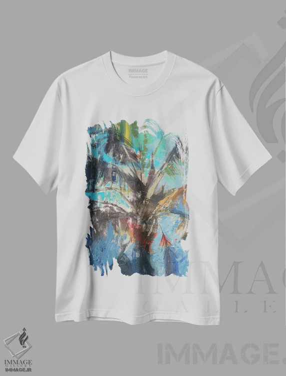 تیشرت سفید طرح دار یکشنبه نخل، آبستره اثر بث اِی فورست | immage.ir