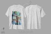تیشرت سفید طرح دار یکشنبه نخل، آبستره اثر بث اِی فورست | immage.ir