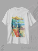 تیشرت سفید طرح دار روزهای ساحلی اثر پیج پیرسون ریلز بک | فروشگاه ایماژ