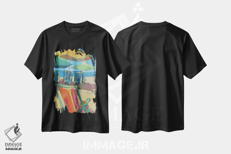 تیشرت مشکی طرح دار روزهای ساحلی اثر پیج پیرسون ریلز بک | immage.ir