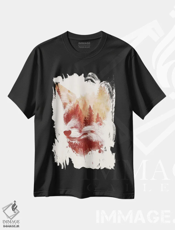 تیشرت مشکی طرح دار روباه نابینا، عکاسی ترکیبی اثر رابرت فارکاش | فروشگاه ایماژ