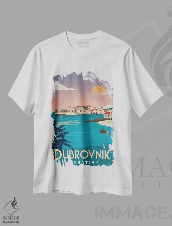 تیشرت سفید طرح دار دوبروونیک، هنر دیجیتال اثر ایدیااستورم استودیوز | فروشگاه ایماژ