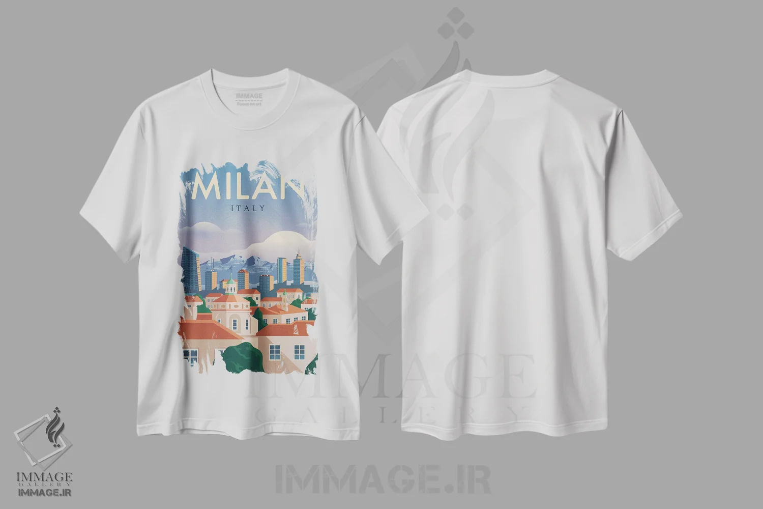 تیشرت سفید طرح دار میلان، هنر دیجیتال اثر ایدیااستورم استودیوز | immage.ir