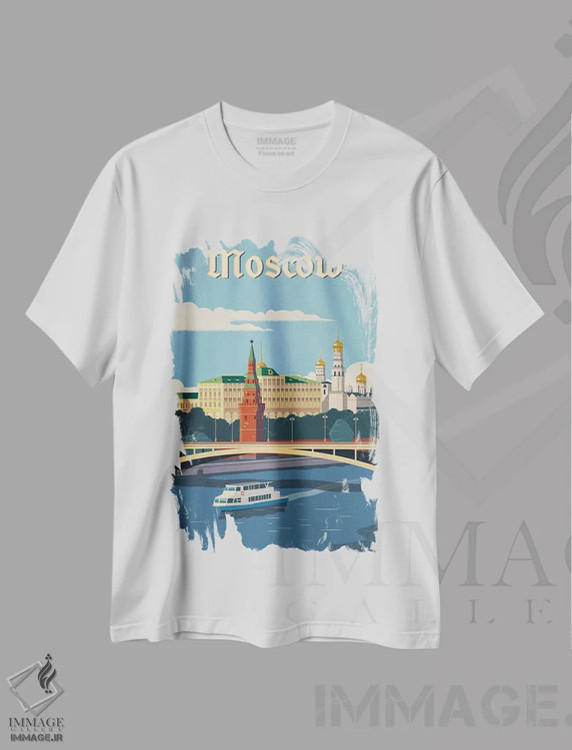 تیشرت سفید طرح دار رودخانه مسکو، هنر دیجیتال اثر ایدیااستورم استودیوز | immage.ir