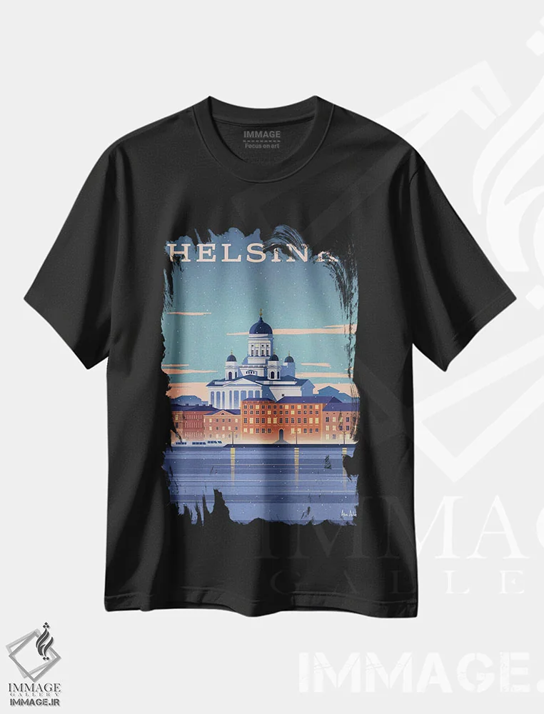 تیشرت مشکی طرح دار هلسینکی، هنر دیجیتال اثر ایدیااستورم استودیوز | immage.ir