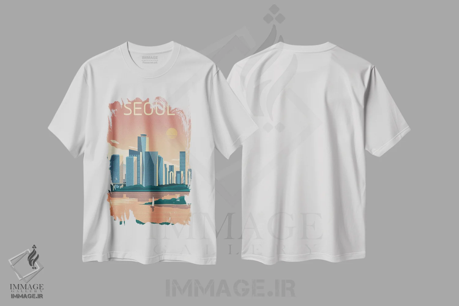 تیشرت سفید طرح دار سئول، هنر دیجیتال اثر ایدیااستورم استودیوز | immage.ir