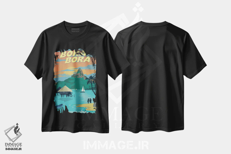 تیشرت مشکی طرح دار بورا بورا، هنر دیجیتال اثر ایدیااستورم استودیوز | immage.ir