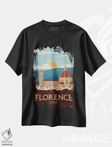 تیشرت مشکی طرح دار فلورانس، تزئینی اثر ایدیااستورم استودیوز | فروشگاه ایماژ