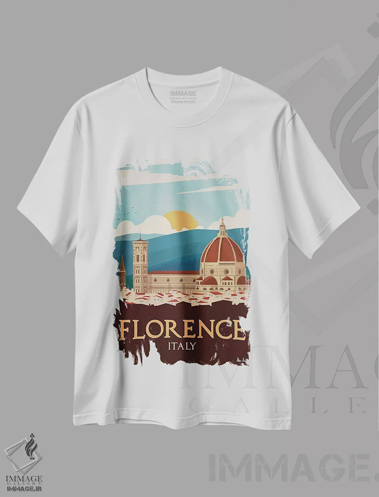 تیشرت سفید طرح دار فلورانس، تزئینی اثر ایدیااستورم استودیوز | immage.ir