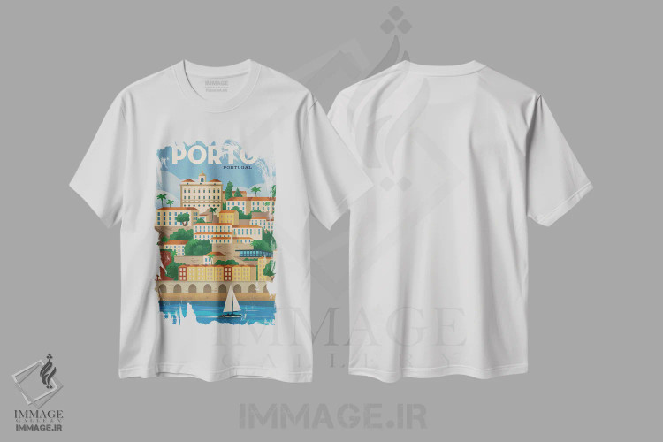 تیشرت سفید طرح دار پوستر پورتو، هنر دیجیتال اثر ایدیااستورم استودیوز | immage.ir