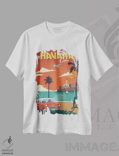 تیشرت سفید طرح دار هاوانا، تزئینی اثر ایدیااستورم استودیوز | فروشگاه ایماژ