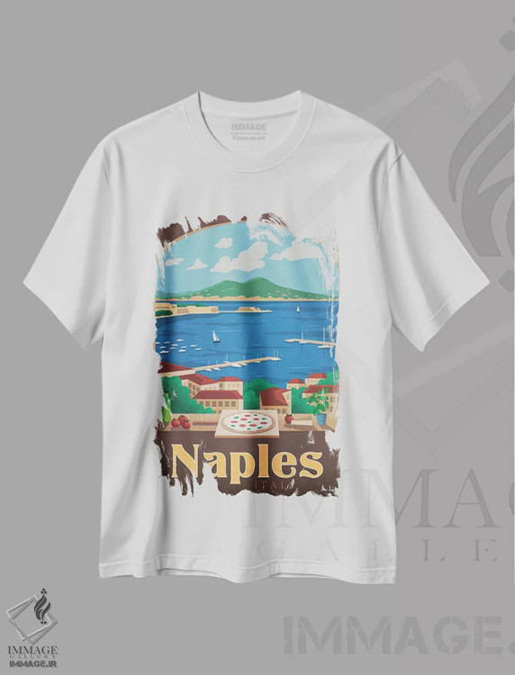 تیشرت سفید طرح دار ناپل، هنر دیجیتال اثر ایدیااستورم استودیوز | immage.ir
