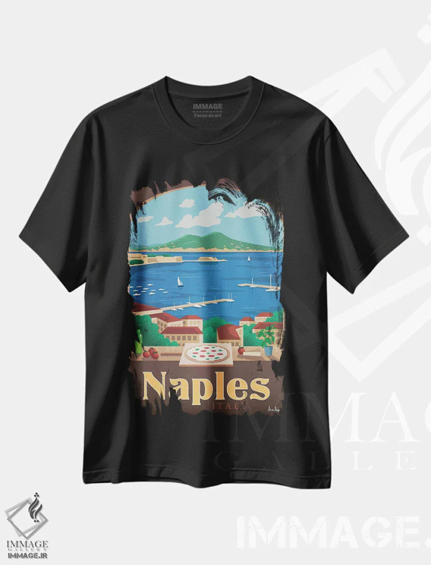 تیشرت مشکی طرح دار ناپل، هنر دیجیتال اثر ایدیااستورم استودیوز | فروشگاه ایماژ