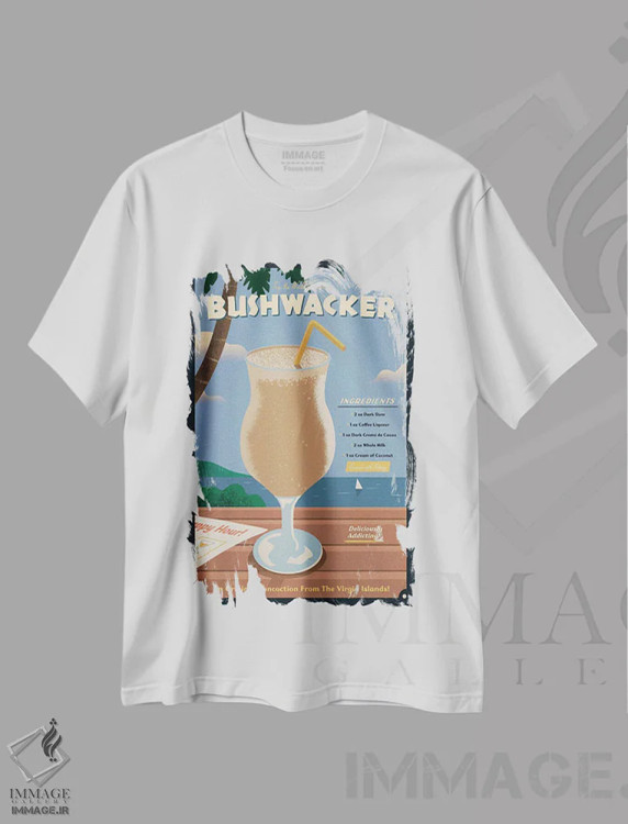 تیشرت سفید طرح دار کوکتل بوش واکر، هنر دیجیتال اثر ایدیااستورم استودیوز | فروشگاه ایماژ