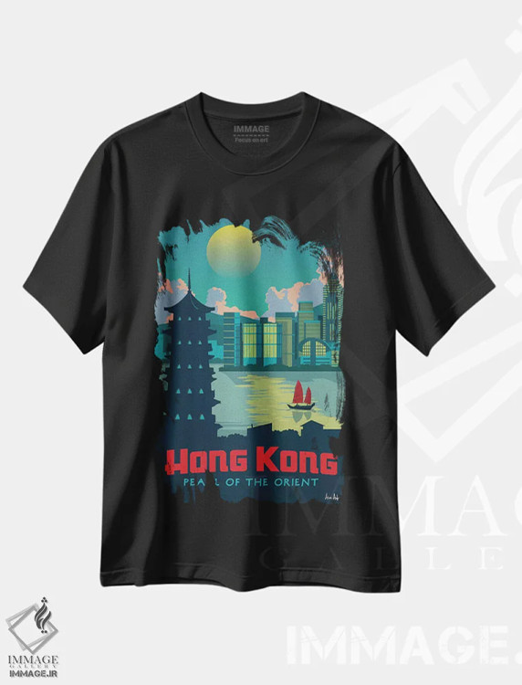 تیشرت مشکی طرح دار هنگ کنگ، تزئینی اثر ایدیااستورم استودیوز | immage.ir