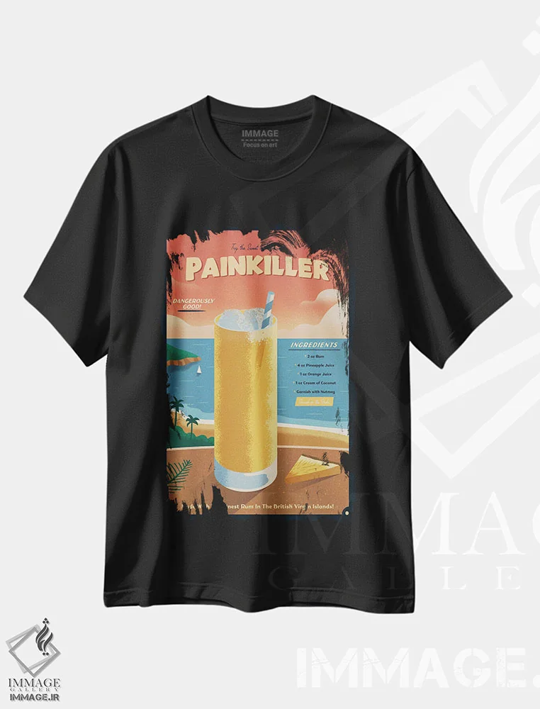تیشرت مشکی طرح دار کوکتل پین کیلر، هنر دیجیتال اثر ایدیااستورم استودیوز | فروشگاه ایماژ