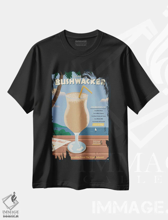 تیشرت مشکی طرح دار کوکتل بوش واکر، هنر دیجیتال اثر ایدیااستورم استودیوز | immage.ir