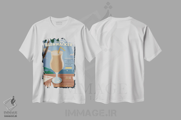 تیشرت سفید طرح دار کوکتل بوش واکر، هنر دیجیتال اثر ایدیااستورم استودیوز | فروشگاه ایماژ