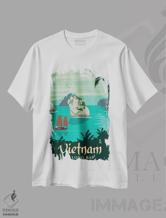 تیشرت سفید طرح دار ویتنام، هنر دیجیتال اثر ایدیااستورم استودیوز | فروشگاه ایماژ
