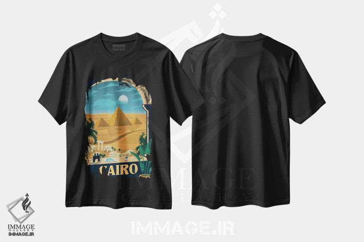 تیشرت مشکی طرح دار قاهره، هنر دیجیتال اثر ایدیااستورم استودیوز | فروشگاه ایماژ