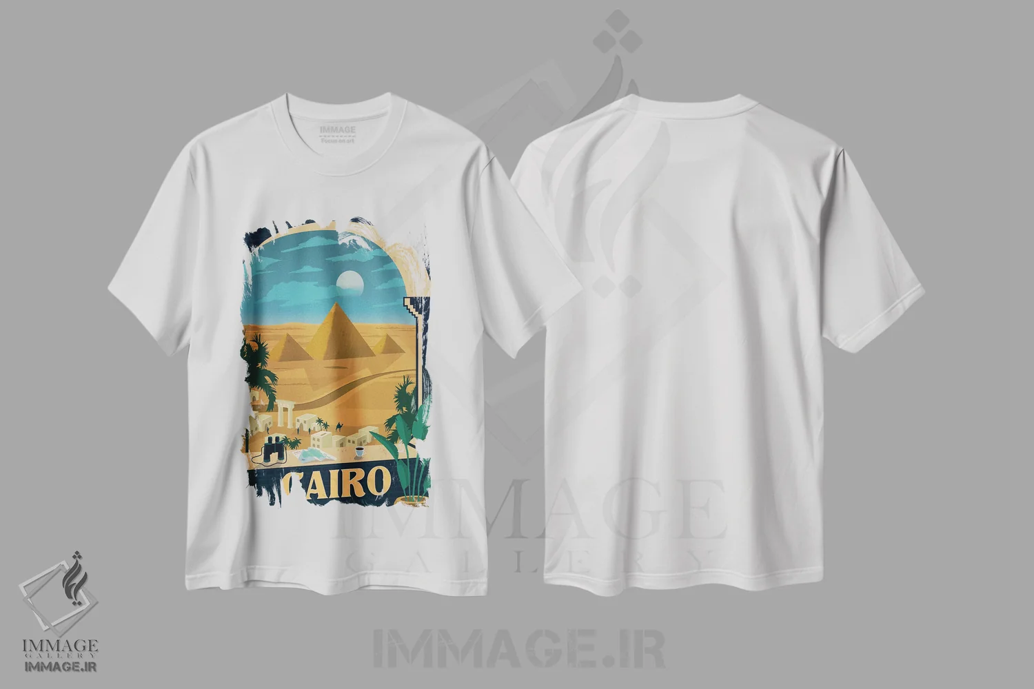 تیشرت سفید طرح دار قاهره، هنر دیجیتال اثر ایدیااستورم استودیوز | immage.ir