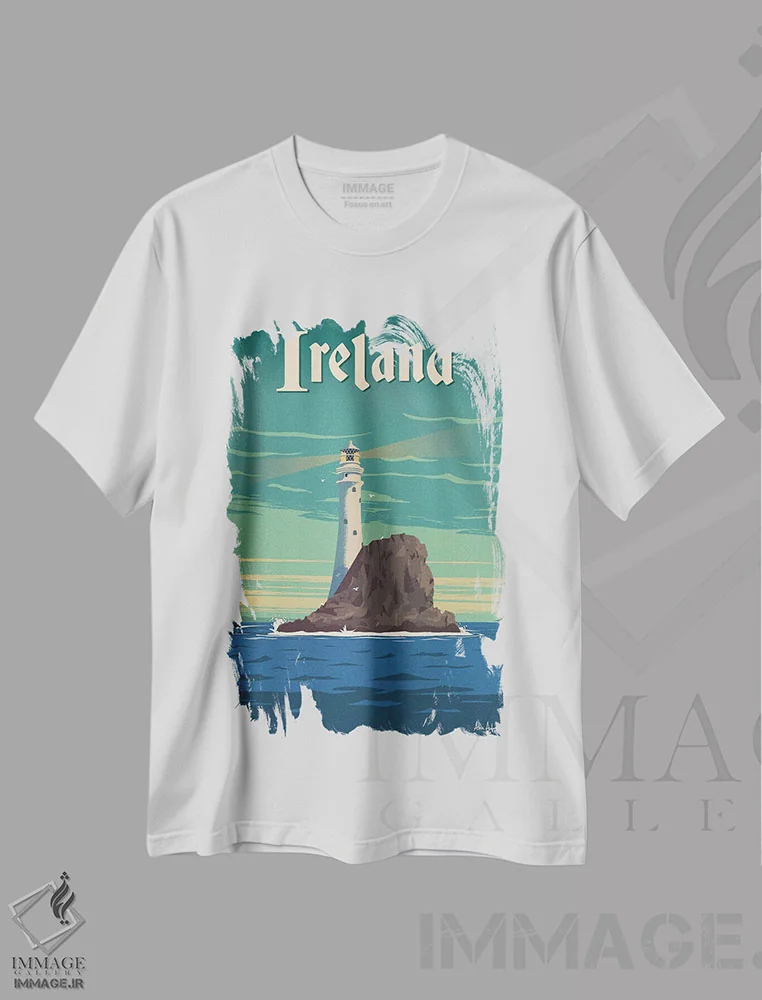 تیشرت سفید طرح دار ایرلند، هنر دیجیتال اثر ایدیااستورم استودیوز | immage.ir