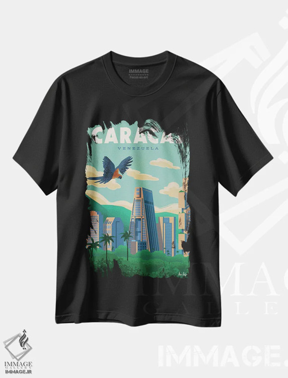 تیشرت مشکی طرح دار کاراکاس اثر ایدیااستورم استودیوز | فروشگاه ایماژ