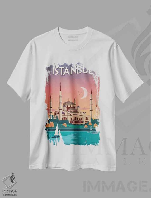 تیشرت سفید طرح دار استانبول، تزئینی اثر ایدیااستورم استودیوز | فروشگاه ایماژ