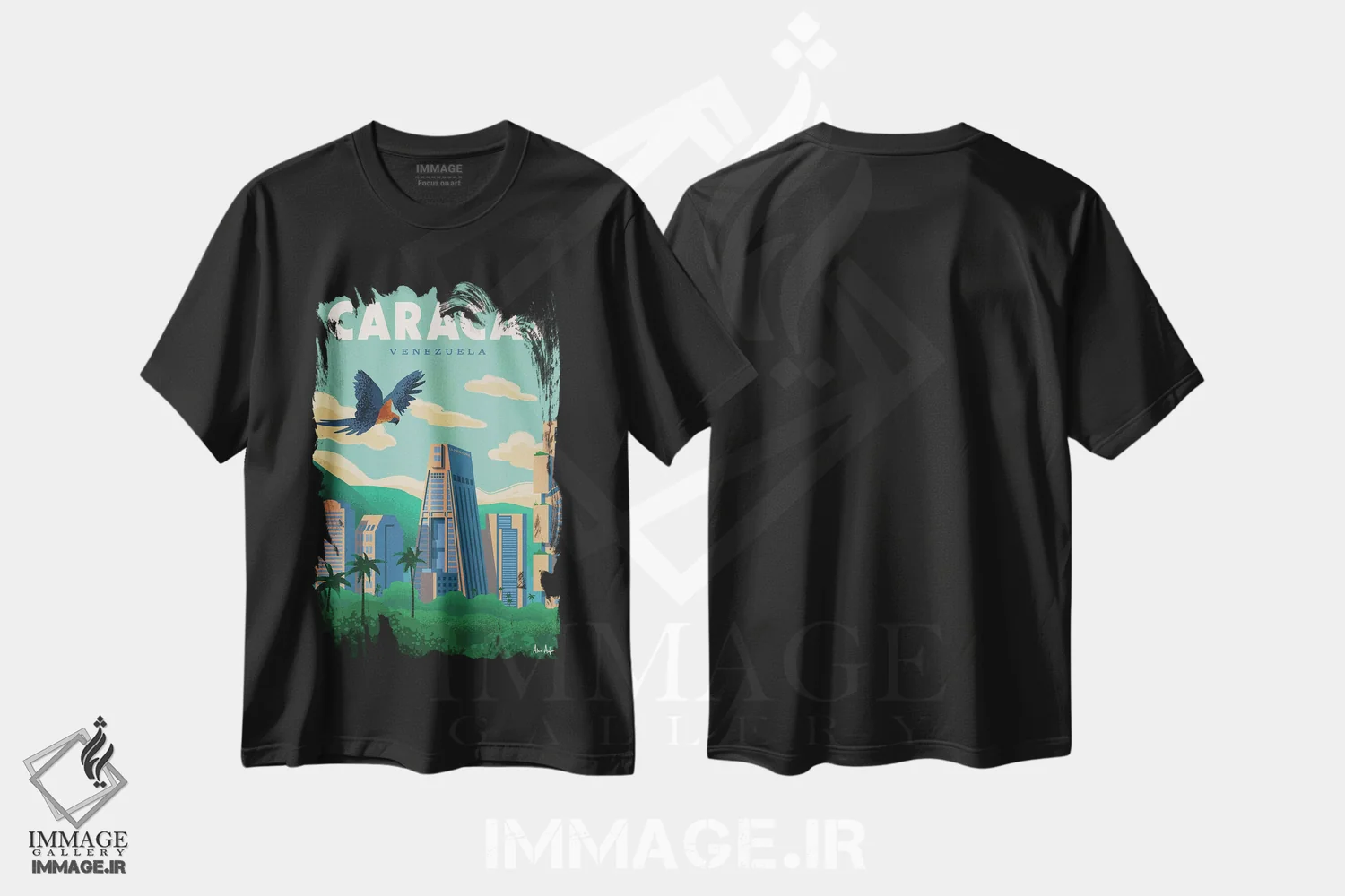 تیشرت مشکی طرح دار کاراکاس اثر ایدیااستورم استودیوز | فروشگاه ایماژ