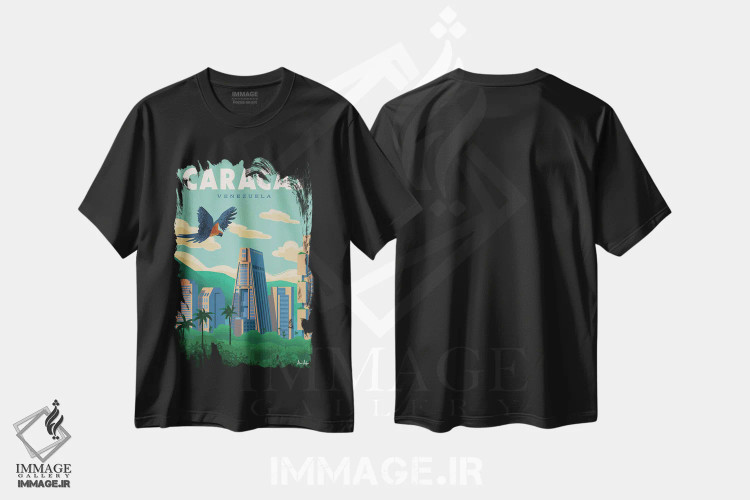 تیشرت مشکی طرح دار کاراکاس اثر ایدیااستورم استودیوز | فروشگاه ایماژ